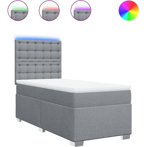 Maison Exclusive - Cama box spring con colchón tela gris claro 80