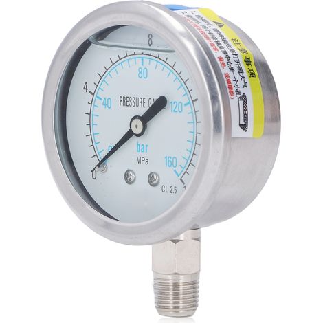 Manomètre en acier inoxydable 1/4 po NPT pour huile, eau et vide, 0-16 MPa, usage domestique et industriel (1/5)