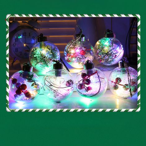 Lot de 6 boules de Noël scintillantes avec pendentifs lumineux LED, rechargeables, à suspendre au sapin pour une fête. (1/5)