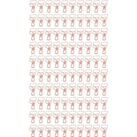 100 Pcs Attaches Documents en Forme de Cœur Métal Rose - Agrafeuse Bureau Pratique (1/5)