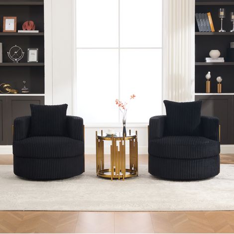 Drehsessel, 360 Grad drehbar, mit Stauraum unter dem Sitz, Cord, schwarz (1/5)