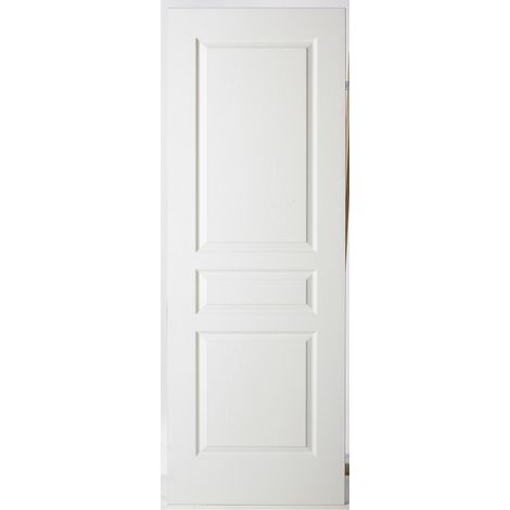 Centrale Brico – Porte coulissante en bois H.204 x l.73 cm – Âme alvéolaire – Finition prépeinte – Certification PEFC – Non recoupable (1/2)