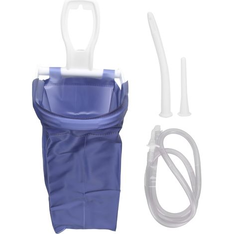 Sac de lavement 1.6L pliable pour nettoyage du côlon, kit complet avec tuyau et embouts, unisexe pour usage domestique. (1/5)