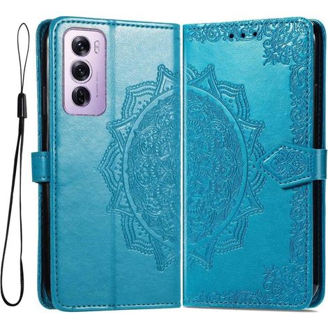 Funda tipo libro para Oppo Reno 12 Pro, Mandala, Azul (1/4)