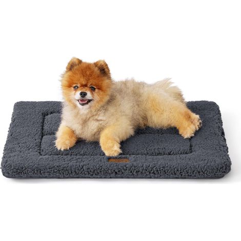 Hundematte waschbar Katzenbett Sherpa Plüsch 61 x 46 cm Dunkelgrau (1/5)