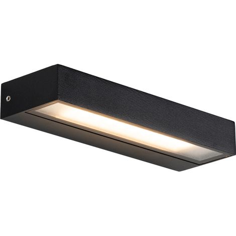 QAZQA Moderno Aplique moderno negro con LED IP65 - Hannah Aluminio /Vidrio Alargada Incluye LED Max. 1 x 12 Watt
