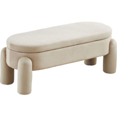 Storage Bench Stool in Faux Fur End of Bed Bedroom Bench Modern Window Seat for Entryway Bedroom Living Room Hallway, Khaki, Wahson