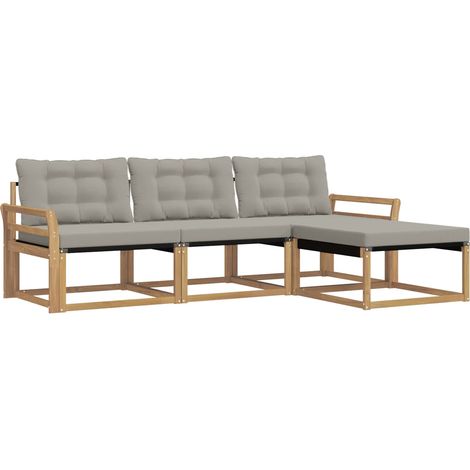 Set di divani da esterno 4 pz Salotto da Giardino Bianco e Grigio Chiaro (1/5)
