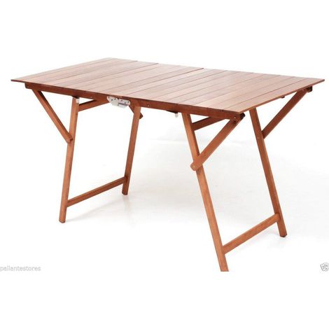Tavolo pic nic rettangolare pieghevole colore noce misura 140x70 cm legno faggio