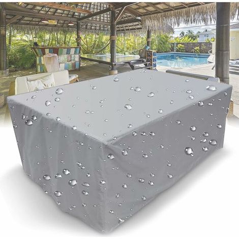 Garden Furniture Cover, 210D Rectangular Waterproof Furniture Cover with Drawstring for Garden Furniture Patio Table Furniture Cover Silver,120x60x90cm (1/5)