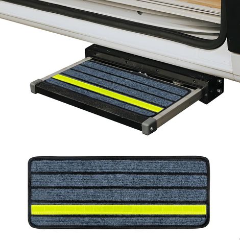 Tapis de Marche pour Camping Car, Tapis Antidérapant pour Marchepied de Camping-Car, Tapis Autocollant pour Marchepied de Camping-Car avec Réflexion Nocturne, 48 x 19 cm, Gris (1/5)
