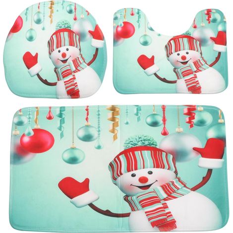tapis de toilette sur le thème de Noël en flanelle verte