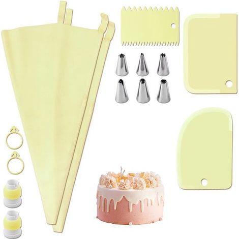Poches à douille avec embouts, lot de 15, distributeur de crème réutilisable, poches à douille multi-usages, distributeur de décoration, pour la pâtisserie et la décoration (1/5)