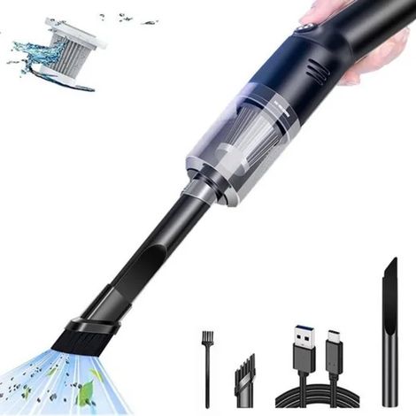 Aspirateur à main sans fil pour voiture, rechargeable par USB, portable [co] (1/2)
