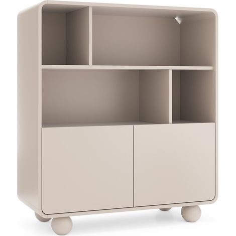 Libreria Cashmere con ripiani e mobiletto – Design moderno, gambe a sfera, 108 x 121 x 39 cm (1/5)