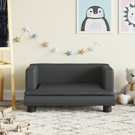 Canapé pour enfants Canapé Sofa scandinave noir 60x40x30 cm similicuir 61714 (1/5)