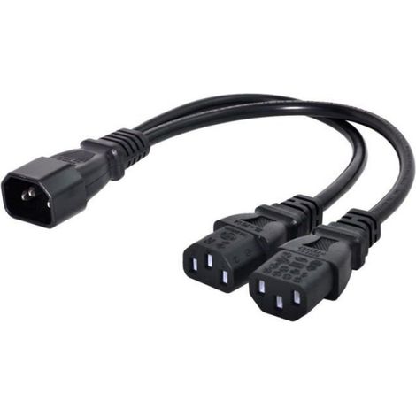 Lot De 2 Adaptateurs D'Extension D'Alimentation Iec 320 C14 1 Mâle Vers 2 Prises C13 En Y Répartiteur D'Alimentation Adaptateur Po (1/4)