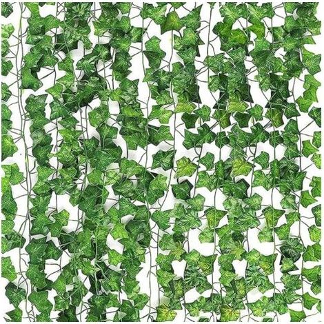 Lotto di 12 ghirlande di Edera artificiale Piante a stelo artificiale della decorazione della Parete di Finta Edera Ghirlanda di Vite per Soggiorno, Camera da letto, Giardino, adiacente a (1/5)