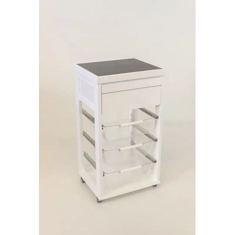 Carrello Prestige blanco con superficie de cerámica y cestos extraíbles
