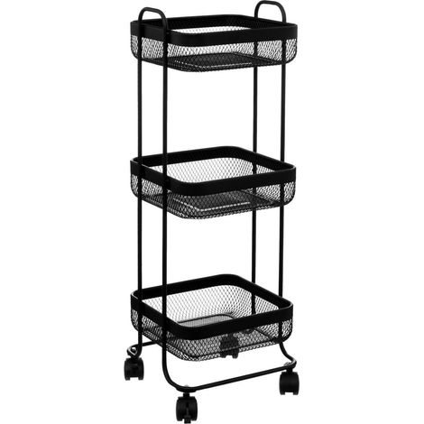 5Five Simply Smart – Chariot de salle de bain étroit en métal – Dimensions L. 26 x P. 24,5 x H. 76 cm – Mobilité avec roulettes – Charge max 5 kg par niveau (1/2)