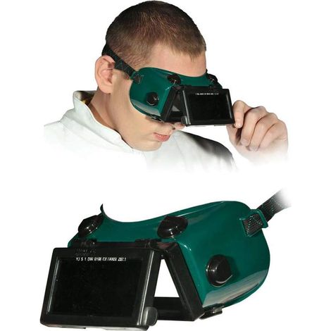 Reis GOG-RECTANGLE - Occhiali protettivi per saldatura, taglia unica, confezione da 10, colore: Verde/Nero