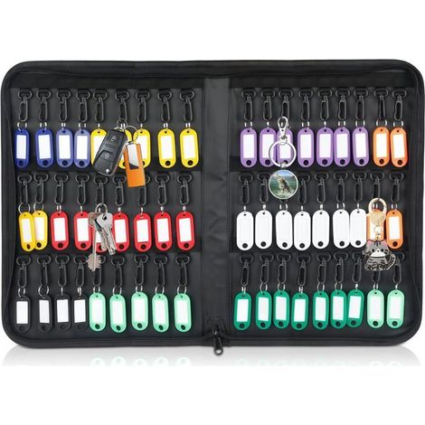 Boîte Clés Portable 54 Crochets, Imperméable Ignifuge Sécurisée, Extérieur Voiture Bureau Noir (1/5)