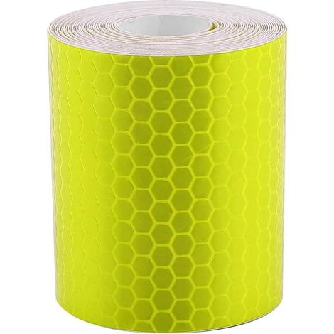 Sollbry 2Pcs 5cm x 3m Ruban D'avertissement Réfléchissant, Ruban réfléchissant Autocollant Auto-adhésif Haute visibilité pour véhicules Voitures Remorques Vélos Casques (Jaune) (1/5)