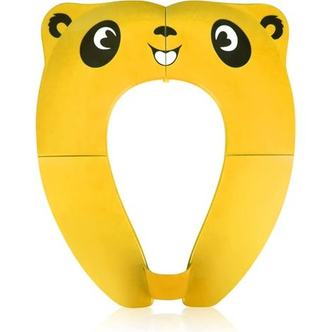 Réducteur de toilettes bébé jaune panda, siège enfant pliable, portable et pratique, avec 8 patins antidérapants et 1 sac de transport, garçon et fille. (1/5)