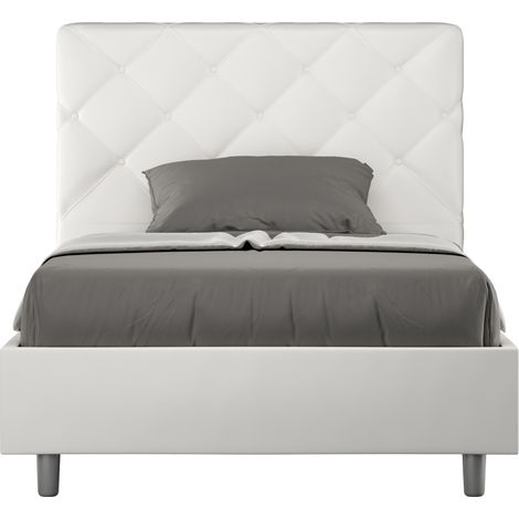 Französisch gepolstertes Doppelbett 140x200 moderne Lagerung Priya F Farbe: Weiß - Version: Mit Behälter (1/5)