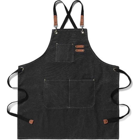 longziming -Tablier Canvas Robuste – Zwart – Imperméable & Résistant à l'huile – Tablier de Travail Réglable pour Cuisine, Barista, Jardinage & Restauration – Durable et Confortable (1/5)