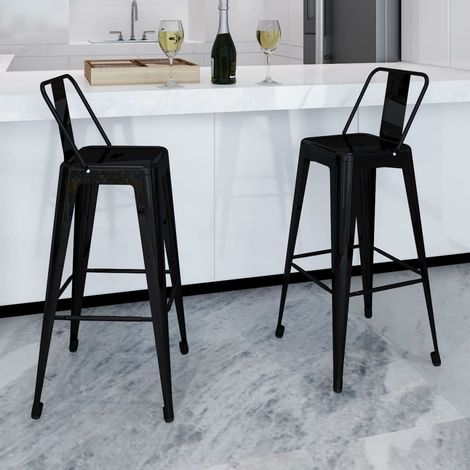 Barhocker 2 Stk. Schwarz Stahl