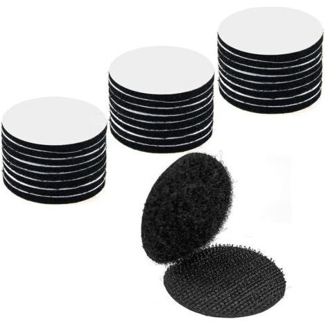 PA 100Pièces Noir Scratch Autocollant Double Face,Bande Auto-Adhésif, Adhesif Double Face Extra Fort, Rond (5 x 5cm) (1/4)