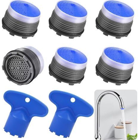 8Pz Aeratori per rubinetti, aeratore con filtro M18.5 con 2 chiavi per aeratore (1/5)
