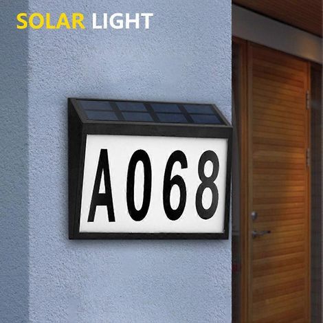 Panneau lumineux mural numérique LED étanche à énergie solaire avec numéro d'adresse pour usage extérieur. (1/5)