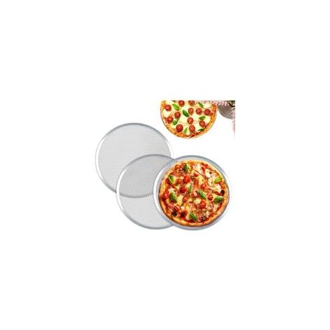 Lot de 3 Grille à Pizza 33 CM, Plaque à Pizza en Aluminium, Plat Pizza Rond pour Pizza, Grille de Barbecue