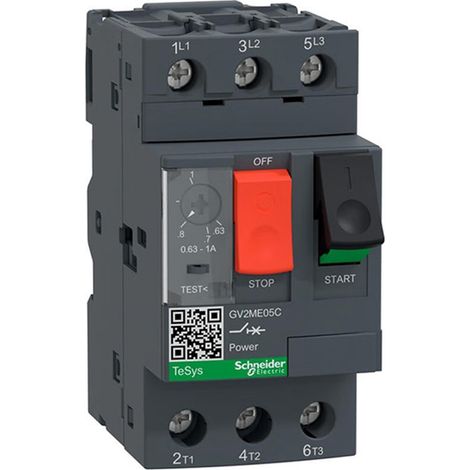 Schneider Electric - TeSys GV2ME - disj. moteur -0,63..1A - 3P 3d - déclencheur magnéto-thermique - GV2ME05C