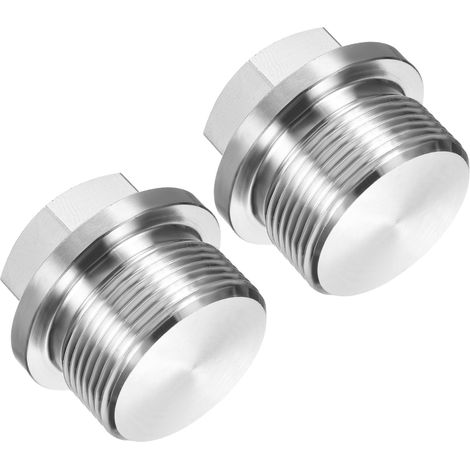 Bouchon Mâle M30 x 1.5 2 Pièces De Vidange Huile Acier Inoxydable 304 Métrique Hex Flange Douille Raccord Tuyau Solide Pour Joint Hydraulique - (1/5)