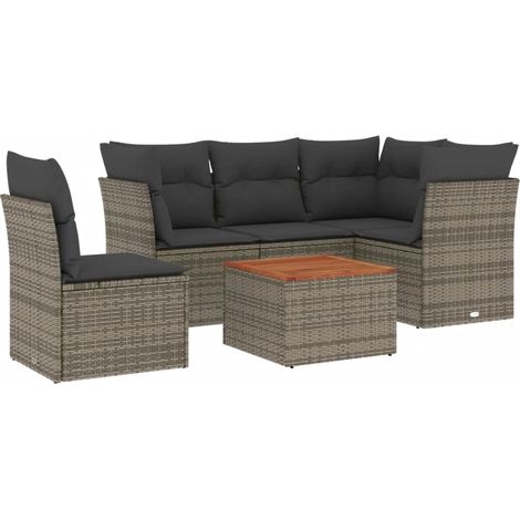 Set Divano da Giardino 6 pz con Cuscini Grigio in Polyrattan vidaXL (1/5)