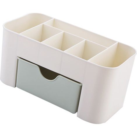 Organisateur de maquillage multifonctionnel en polypropylène à 6 compartiments avec tiroir, vert (1/5)