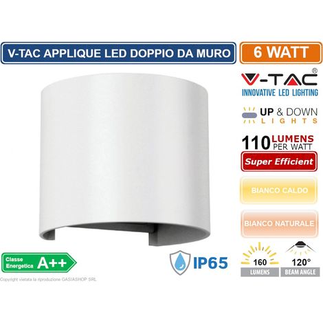 Lampada da muro doppio Led COB 6W IP65 arroton. colore bianco V-TAC VT-756 4000K (1/10)