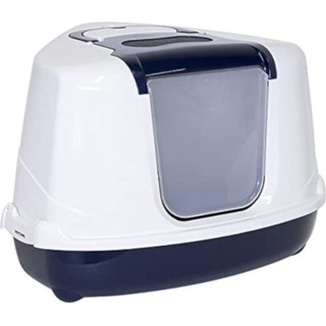 Moderna katzentoilette Ecke Flip 56 x 45 cm dunkelblau/weiß