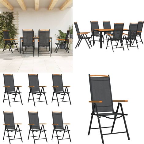 Ensemble à manger de jardin 7 pcs noir et marron aluminium - Salon De Jardin - Mobilier De Jardin - Set De Table - Ensemble Salon De Jardin - Chaise De Jardin - Home & Living (1/5)