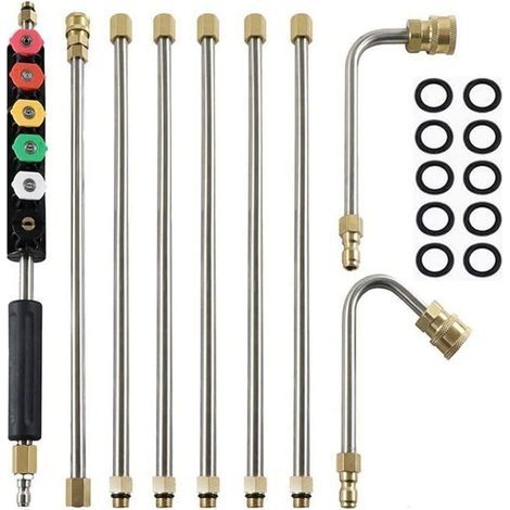 Barres d'extension pour nettoyeur haute pression, 4000PSI Pointes de Lance de Remplacement télescopiques Outils de Nettoyage pour Le Lavage des fenêtres de Toit (1/4)