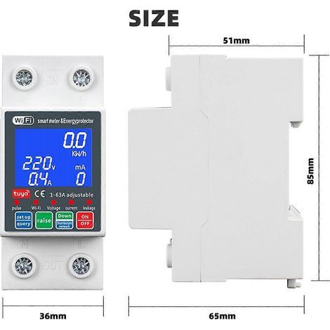 Nouveau disjoncteur intelligent photovoltaïque WTDZW-63A Tuya 220 V blanc (1/5)