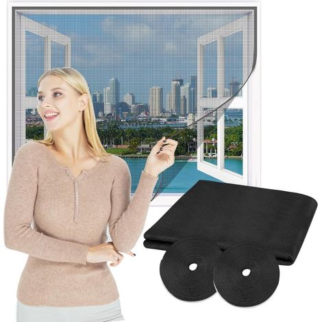 Moustiquaire Fenêtre Anti-Moustiques,250x150cm Moustiquaire Universelle avec Velcro,Filet en Fibre de Verre Lgnifugation Durable,Découpable à la Dimension Souhaitée pour Couvrir les Fenêtre (1/5)