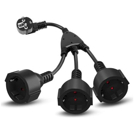 QORVA-Fiche Triple pour Prise, Rallonge avec 3 Prises 16A/ 250V/ Max.3500W 3 en 1 Adaptateur de Prise Distribution à 3 Voies IP44 Triple Prise pour Maison