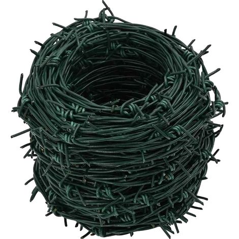 Fil de fer barbelé, acier galvanisé à chaud, longueur de 100 mètres, vert armée (1/2)