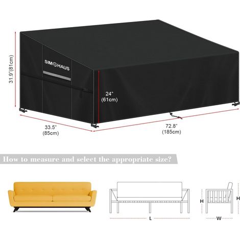 3-Seater Outdoor Couch Cover Waterproof, 80 Inch Patio Furniture Cover for Sofa, High-Quality Polyester & Double-Stitched Seams, Classic Black (1/3)