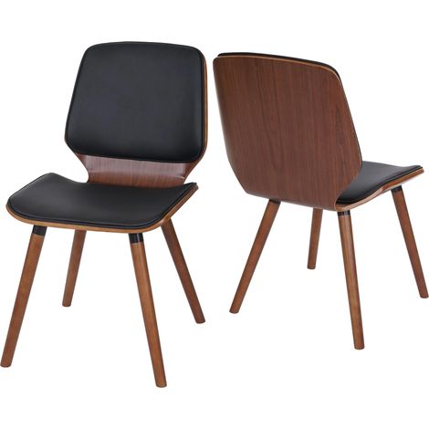 Set 2x sedie eleganti soggiorno sala pranzo HHG-094 legno curvo ecopelle nero (1/5)
