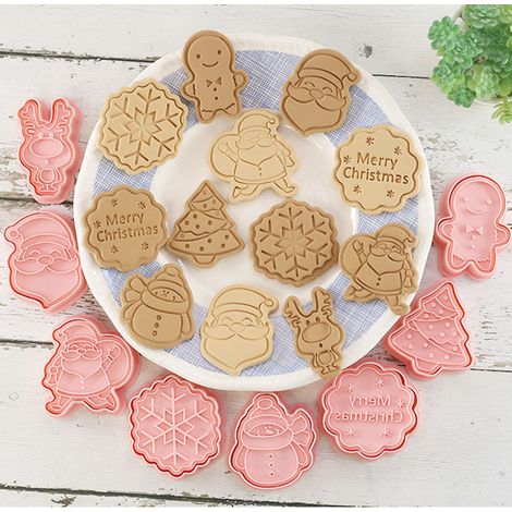 8 Pièces Emporte-Pièces de Noël 3D : Père Noël, Sapin, Moule à Biscuits DIY pour Décorations de Cuisine (1/5)